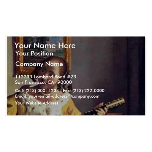 The Guitar Player, By Vermeer Van Delft Jan Business Cards (front side)
