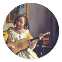 The Guitar Player, By Vermeer Van Delft Jan Stickers