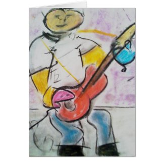 The Guitar Player Pastel Note Card By Brad Hines