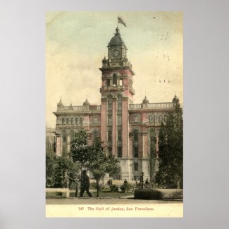 The Hall of Justice, San Francisco CA 1908 vintage print