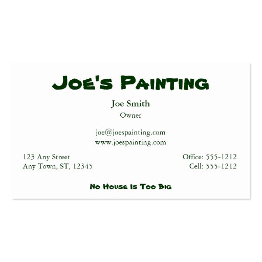 The Handyman Business Card (front side)