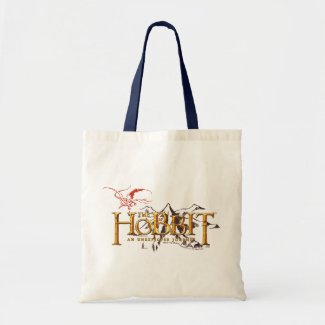 The Hobbit Logo Over Mountains Tote Bags
