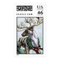"The Holiday Courier" large size postage stamps