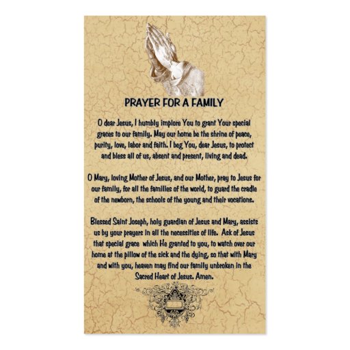 The Holy Family of Jesus, Mary and Joseph Business Card (back side)