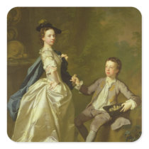 The Hon. Rachel Hamilton and her brother Square Stickers