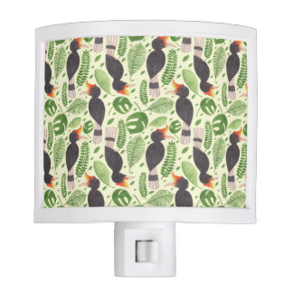 The Tropical Hornbill Pattern Night Light The Tropical Hornbill Pattern Printed on Merchandise Illustration by Haidi Shabrina