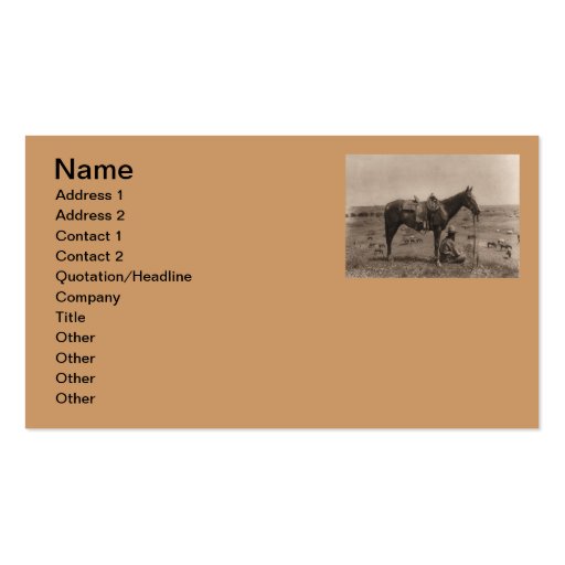 The Horse Wrangler 1910 Business Card Templates (front side)