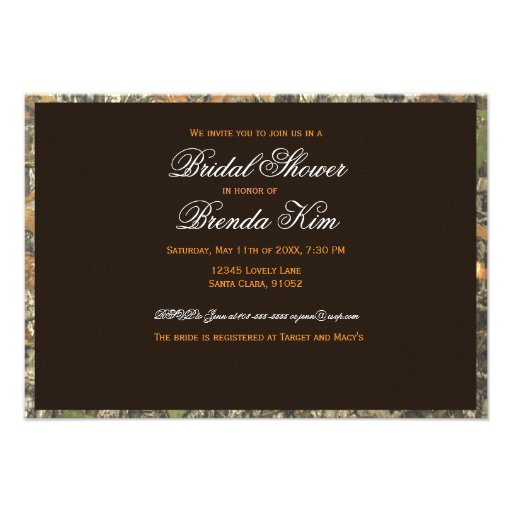 The Hunt Is Over Camo Bridal Shower Invitation
