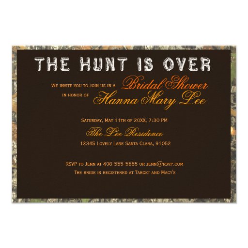 The Hunt Is Over Camo Bridal Shower Invitation Zazzle