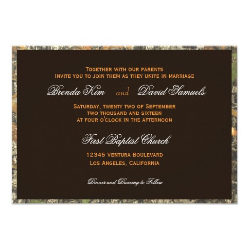 The Hunt Is Over Camo Wood Wedding Invitation