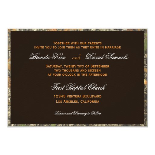 The Hunt Is Over Camo Wood Wedding Invitation