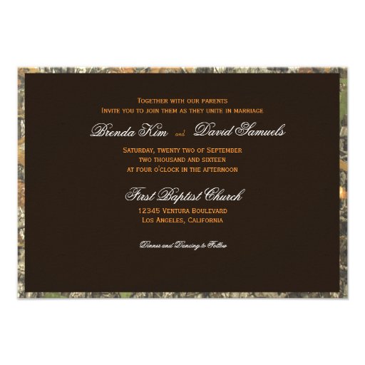 The Hunt Is Over Camo Wood Wedding Invitation