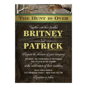 The Hunt is Over Hunting Camo Wedding Invitations