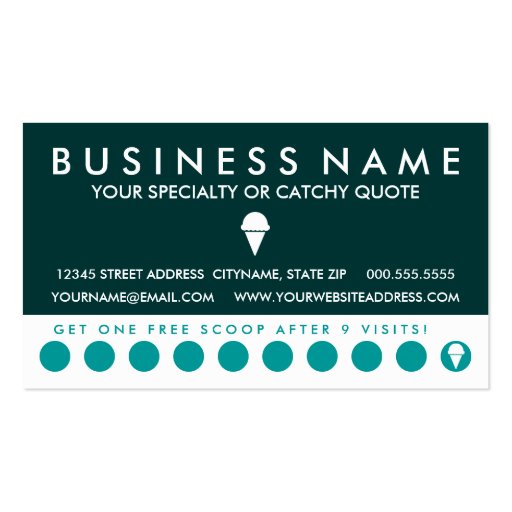 the ICE CREAM shoppe (color customizable) Business Card (back side)