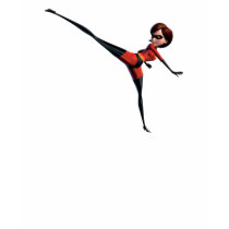 The Incredibles Mrs. Incredible kicking stretching t-shirts