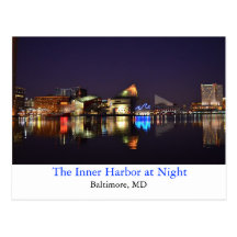 The Inner Harbor at Night Postcard