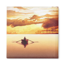 "The Islander" Row Boat at Sunset Watercolor magnets by PaulJacksonart "The Islander" Row Boat at Sunset Watercolor magnets