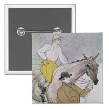 The jockey led to the start pinback button