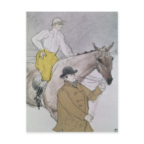 The jockey led to the start post cards