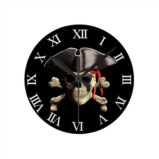 The Jolly Roger Pirate Skull Wall Clocks Zazzle