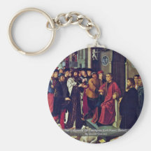 The Judgment Of Cambyses (Left Panel, Detail) Keychain