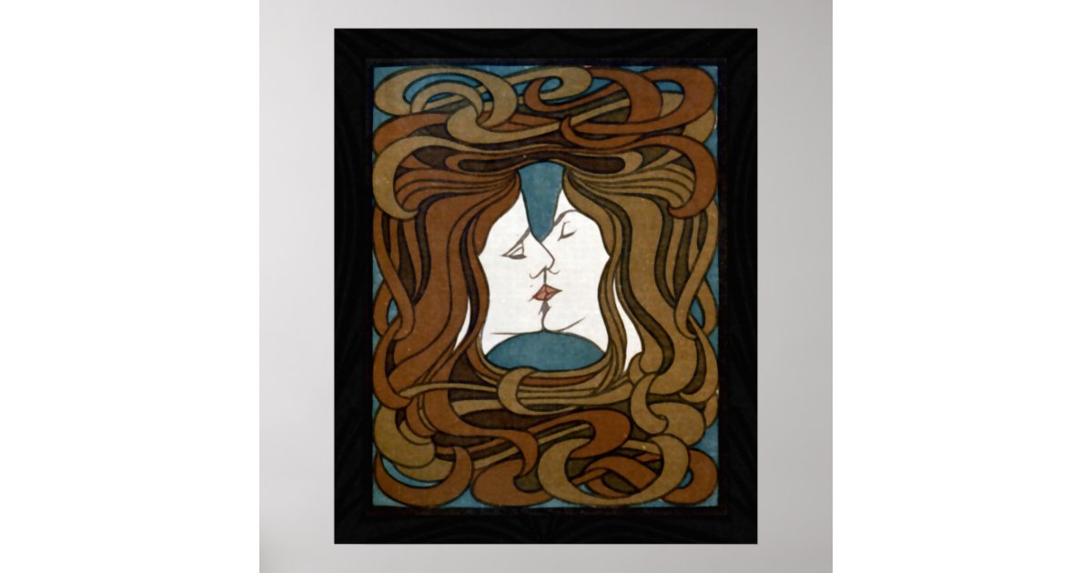 The Kiss Art Nouveau Poster Zazzle