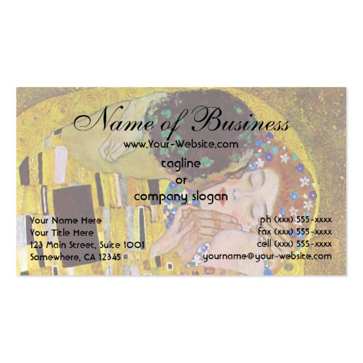 The Kiss by Gustav Klimt Business Card Templates (front side)