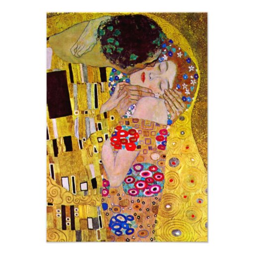 The Kiss by Gustav Klimt, Vintage Art Nouveau Personalized Announcements