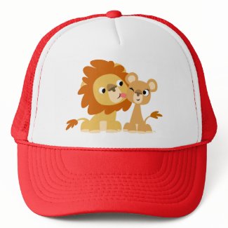 The Kiss: Cute Cartoon Lion Couple Hat hat