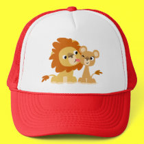 The Kiss: Cute Cartoon Lion Couple Hat