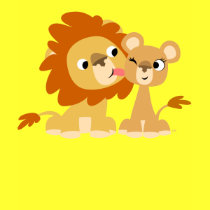 The Kiss: Cute Cartoon Lion Couple Kids T-shirt
