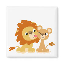 The Kiss: Cute Cartoon Lion Couple Magnet by Lioness_Graphics The Kiss: Cute Cartoon Lion Couple Magnet
