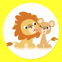 The Kiss: Cute Cartoon Lion Couple Sticker