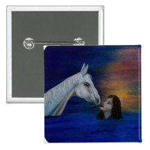 The Kiss Of Intuition, Horse Lovers Pinback Button