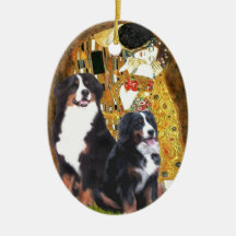 The Kiss - Two Bernese Mountain Dogs Christmas Tree Ornaments