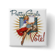 The Kitsch Bitsch : 1950's Pretty Girls Vote! Pinback Button