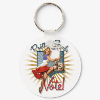 The Kitsch Bitsch :1950's Pretty Girls Vote Pin-Up Keychain by kitschbitsch