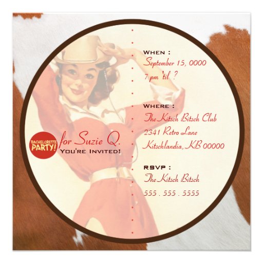 The Kitsch Bitsch : Cowgirl Not Wed Yet! Personalized Invite
