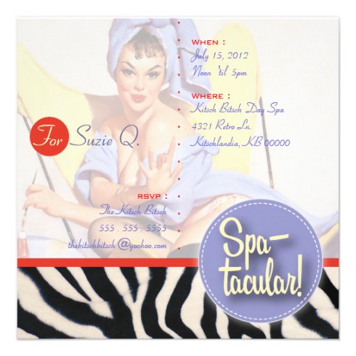 The Kitsch Bitsch : Just The Gals! Spa-tacular! Custom Invites