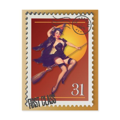 The Kitsch Bitsch : Kitsch Witsch on Broom Postcard by kitschbitsch