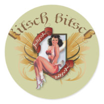 The Kitsch Bitsch :Kowgirl Kitsch Tattoo Pin-Up Round Stickers