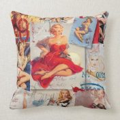 The Kitsch Bitsch : Love Pin-Up Collage 1 Throw Pillow