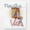 The Kitsch Bitsch : Pretty Girls Vote 1970s Pin-Up mousepads by kitschbitsch The Kitsch Bitsch : Pretty Girls Vote 1970s Pin-Up mousepads