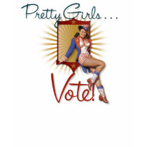 The Kitsch Bitsch : Pretty Girls Vote 1970s Pin-Up t-shirts