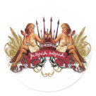 round_sticker - This Twin retro tattoo remix features Two Sexy Pin-Ups!