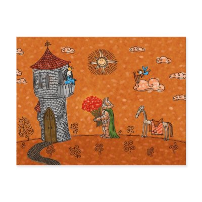 The Knight and the Lady Postcard by vladstudio