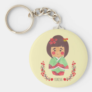 The Kokeshi Girl Illustration Key Chain The Kokeshi Girl Illustration Printed on Merchandise Illustration by Haidi Shabrina