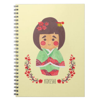 The Kokeshi Girl Illustration Notebook The Kokeshi Girl Illustration Printed on Merchandise Illustration by Haidi Shabrina