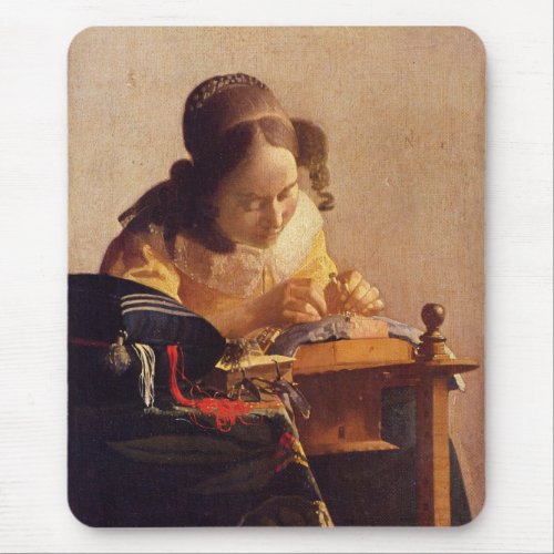 The Lacemaker by Johannes Vermeer Mousepad