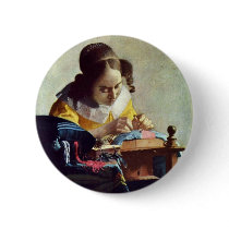 The Lacemaker, Français La Dentelière,  By Vermeer Buttons